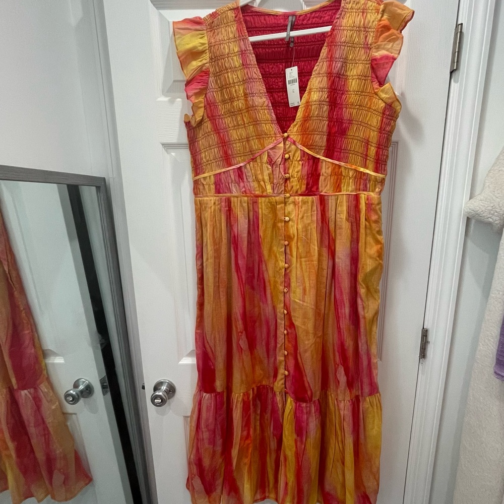 Anthropologie Red and Yellow Casual Dress